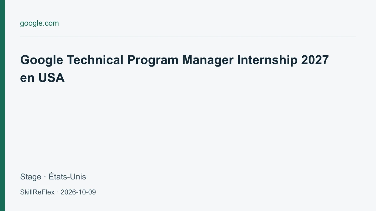 Google Technical Program Manager internship, summer 2027