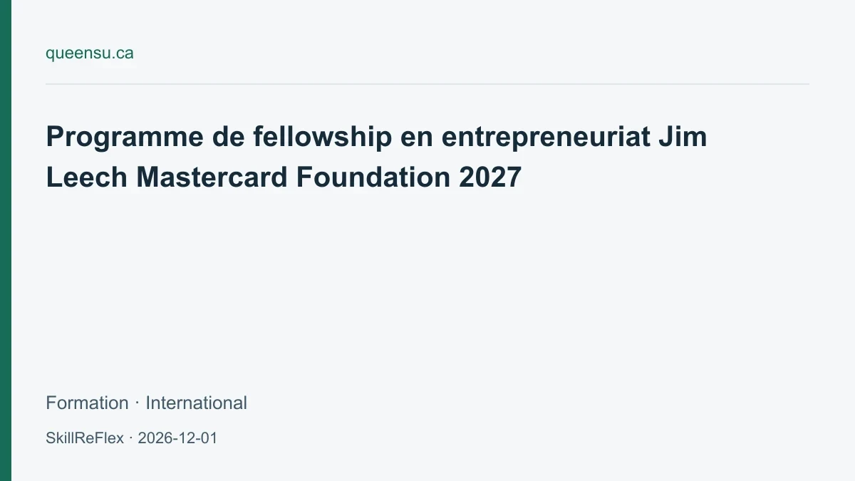 Jim Leech Mastercard Foundation entrepreneurship fellowship 2027