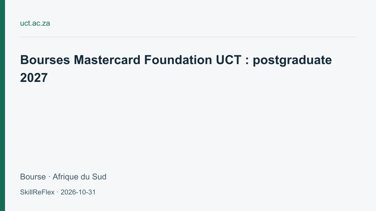 Mastercard Foundation postgraduate scholarships at UCT 2027