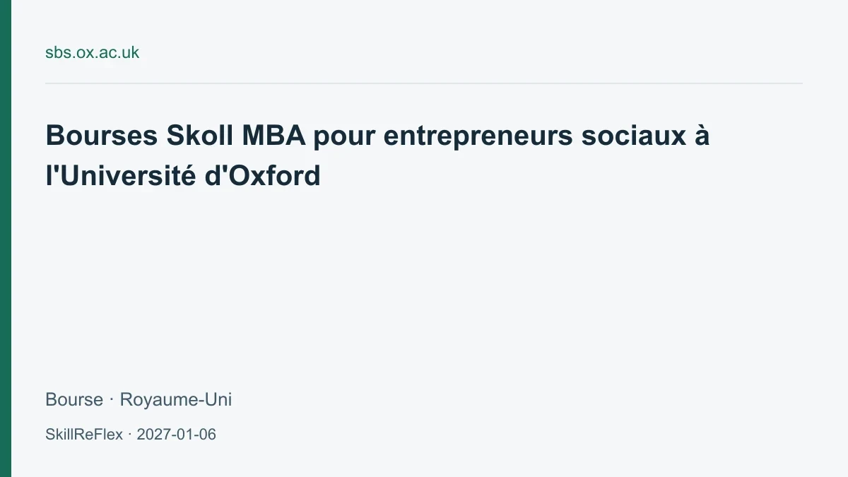 Oxford Skoll MBA scholarships for social entrepreneurs