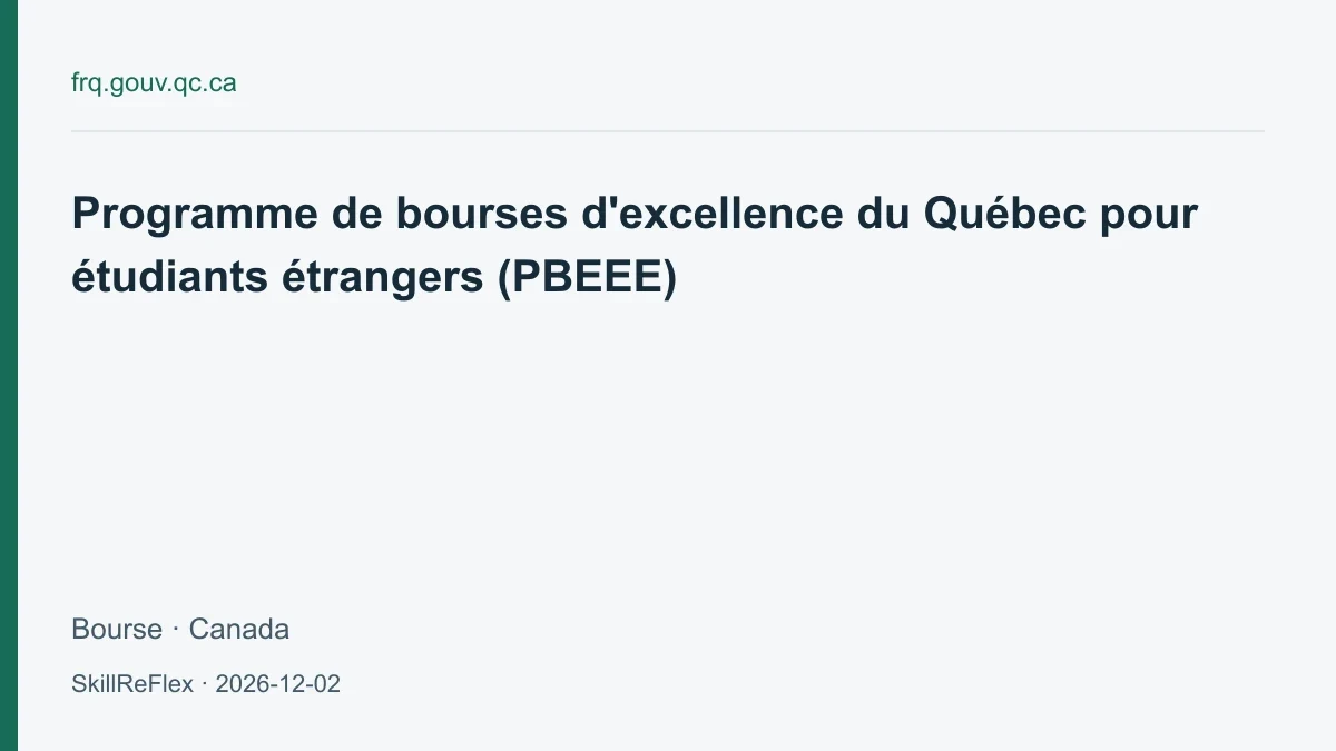 Quebec merit scholarships for international students: PBEEE 2026