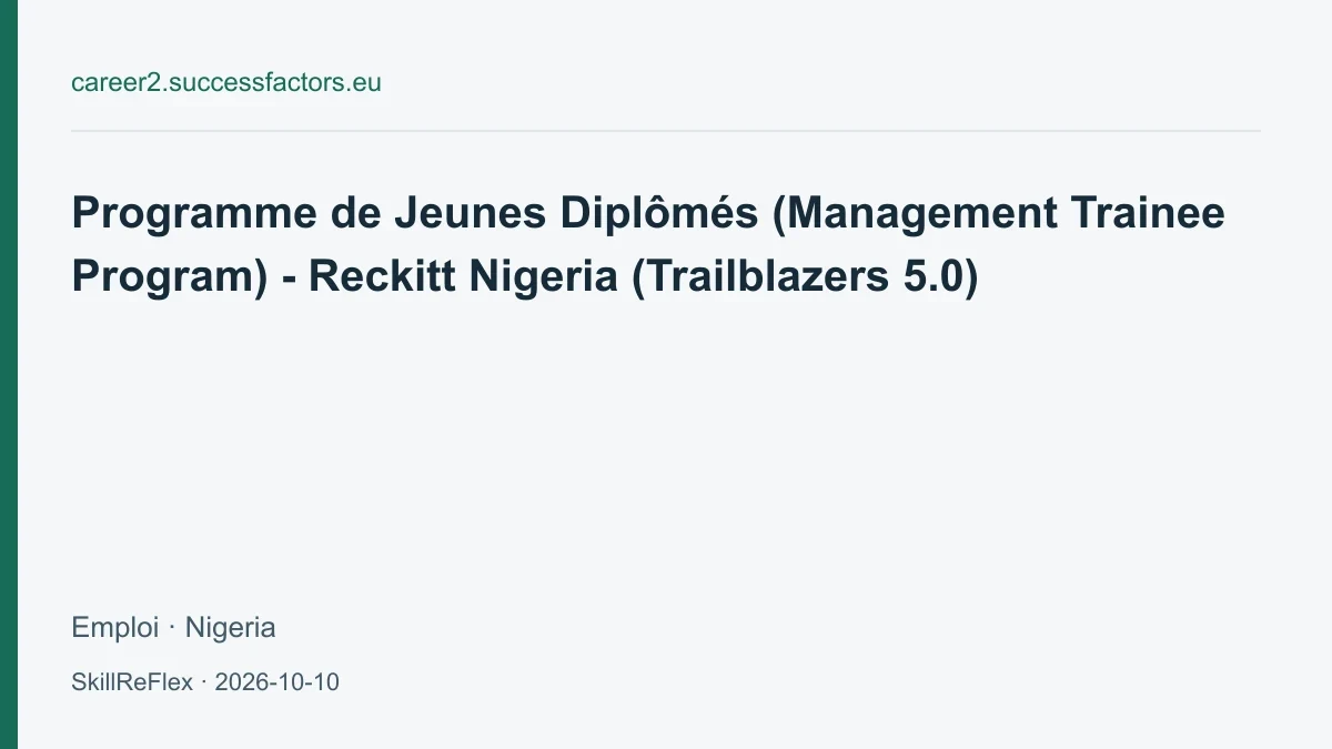 Reckitt Nigeria Trailblazers 5.0 management trainee programme