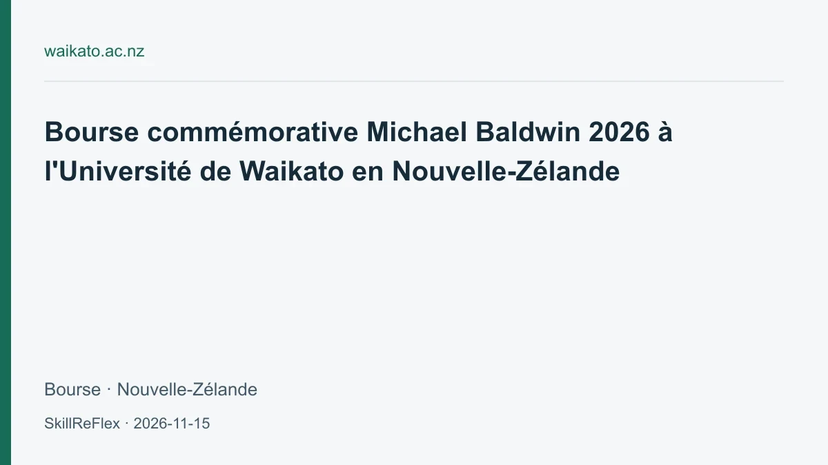University of Waikato Michael Baldwin Memorial Scholarship 2026